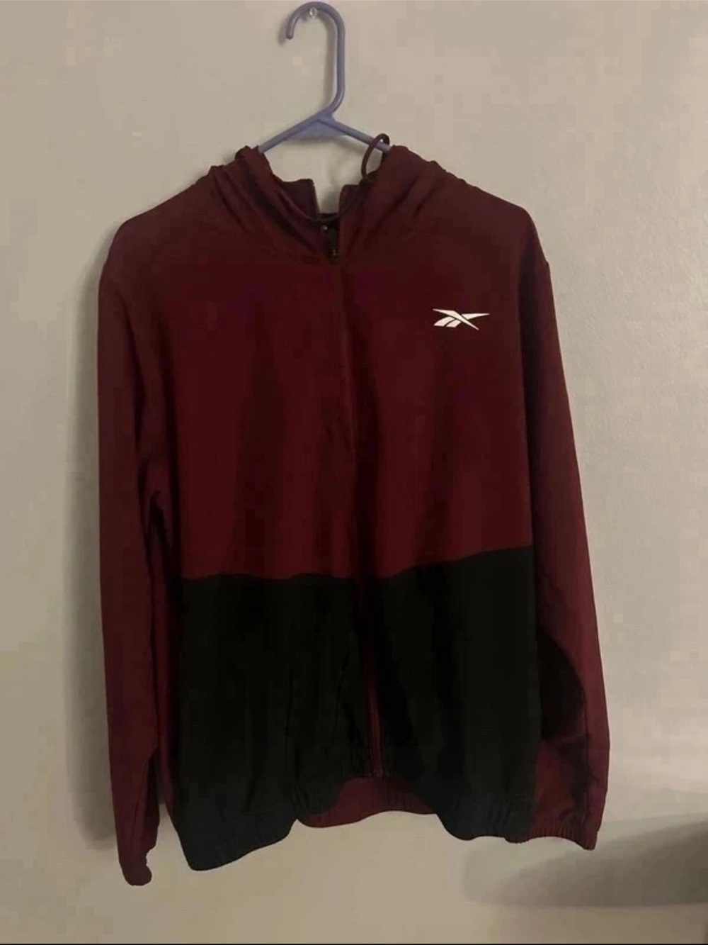 Reebok Men’s Maroon & Black Full-Zip Hoodie Jacket